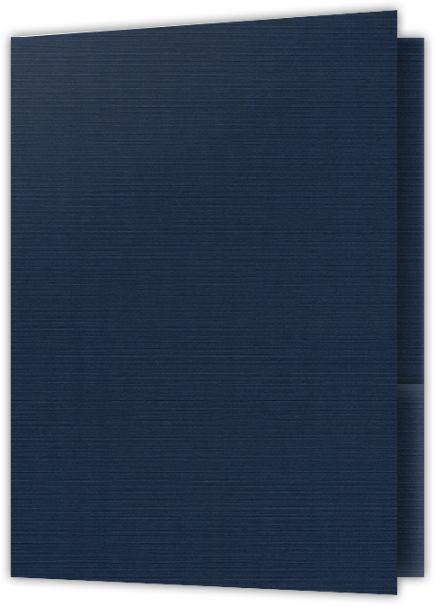 Dark Blue Linen 100lb 9 x 12 Two Pocket Folders with 4 Inch Pockets