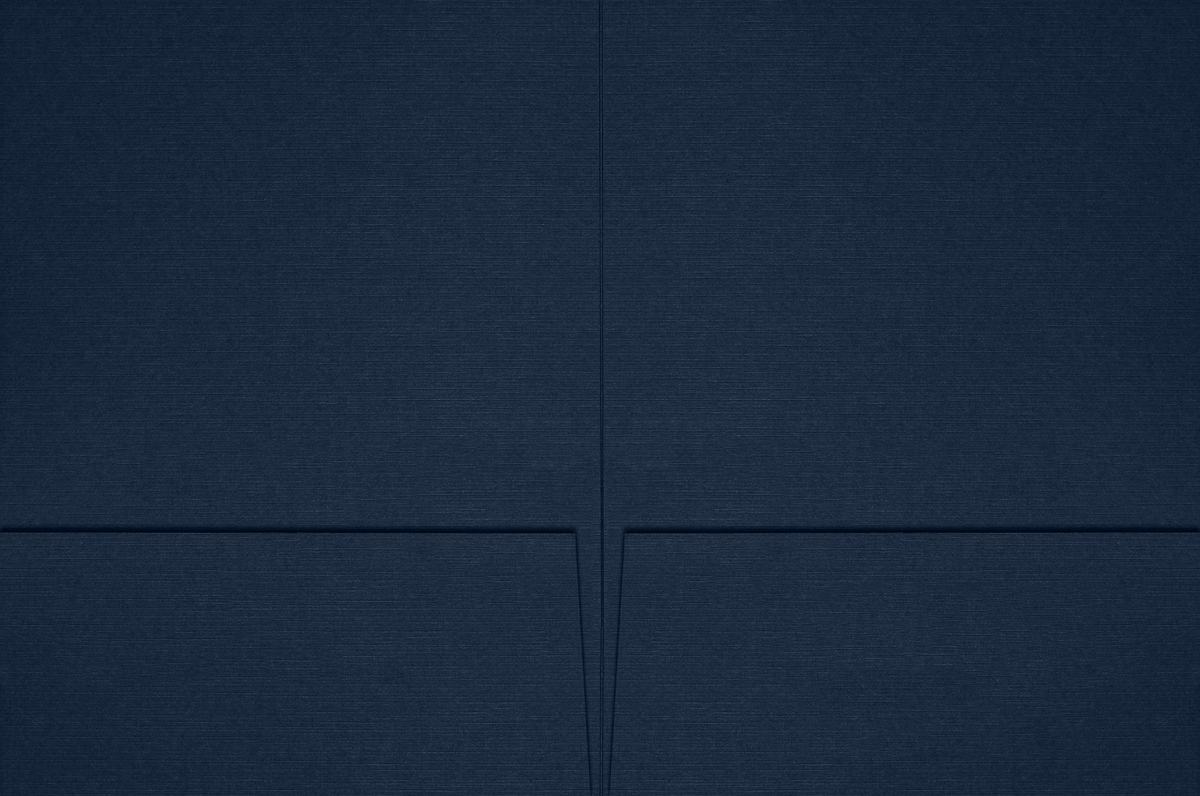 Dark Blue Linen 100lb 6 x 9 Two Pocket Half Size Folders with 3 Inch Pockets