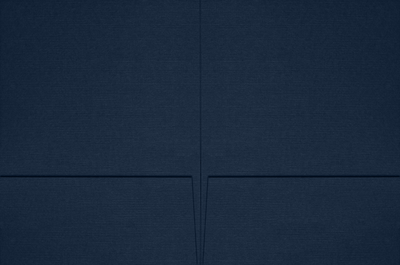 Dark Blue Linen 100lb 6 x 9 Two Pocket Half Size Folders with 3 Inch Pockets