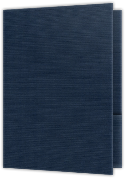 Dark Blue Linen 100lb 9 x 12 Two Pocket Folders with 4 Inch Curved Pockets