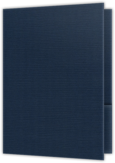 Dark Blue Linen 100lb 9 x 12 Two Pocket Folders with 4 Inch Curved Pockets