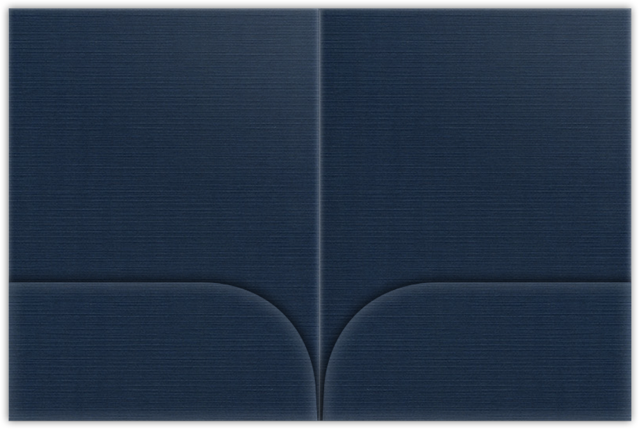 Dark Blue Linen 100lb 9 x 12 Two Pocket Folders with 4 Inch Curved Pockets