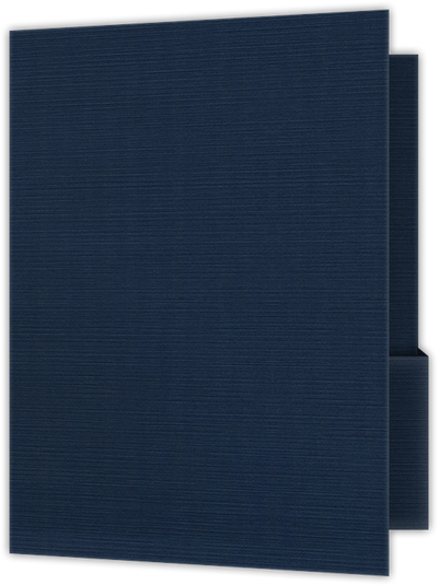 Dark Blue Linen 100lb 9 x 12 Two Pocket Folders with 4 1/4 Inch Deep Box Pockets and 1/4 Inch Expansion with Double Score Spine