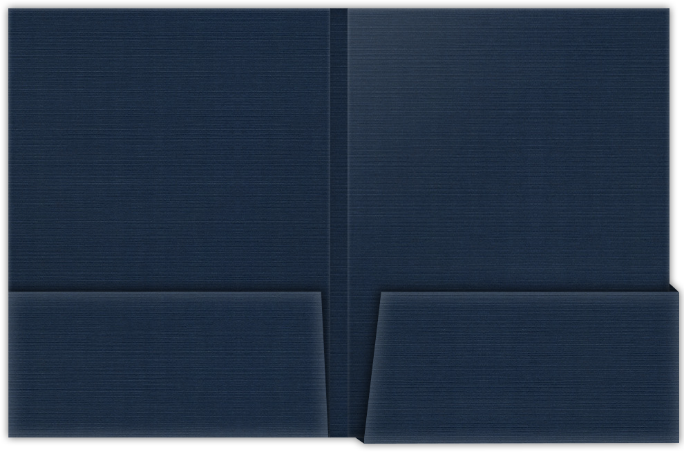 Dark Blue Linen 100lb 9 x 12 Two Pocket Folders with 4 1/4 Inch Deep Box Pockets and 1/4 Inch Expansion with Double Score Spine