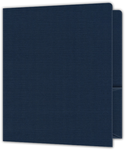 Dark Blue Linen 100lb 9 x 12 Two Pocket Round Corner Folders with 4 1/4 Inch Pocket