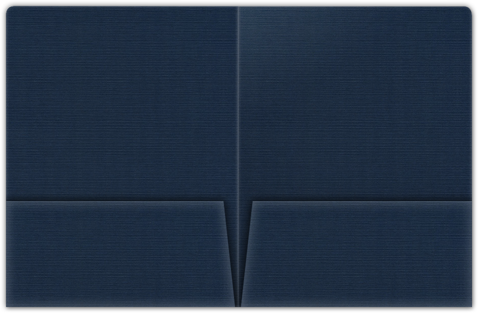 Dark Blue Linen 100lb 9 x 12 Two Pocket Round Corner Folders with 4 1/4 Inch Pocket