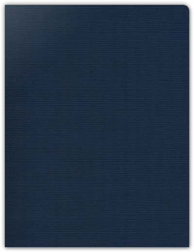 Dark Blue Linen 100lb 9 x 12 Two Pocket Round Corner Folders with 4 1/4 Inch Pocket