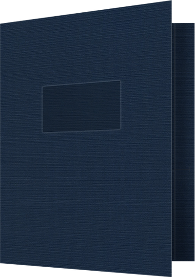 Dark Blue Linen 100lb 9 1/2 x 11 3/4 Two Pocket Folders with 4 1/2 Inch Pockets and 1 Inch Reinforced Top and Edges