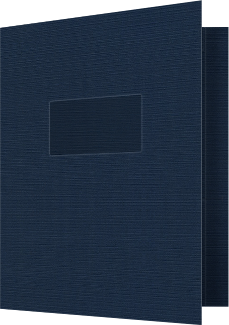 Dark Blue Linen 100lb 9 1/2 x 11 3/4 Two Pocket Folders with 4 1/2 Inch Pockets and 1 Inch Reinforced Top and Edges