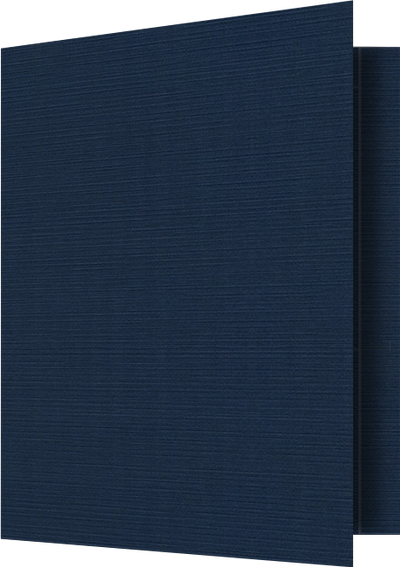 Dark Blue Linen 100lb 9 1/2 x 11 3/4 Two Pocket Folders with 4 1/2 Inch Pockets and 1 Inch Reinforced Top and Edges