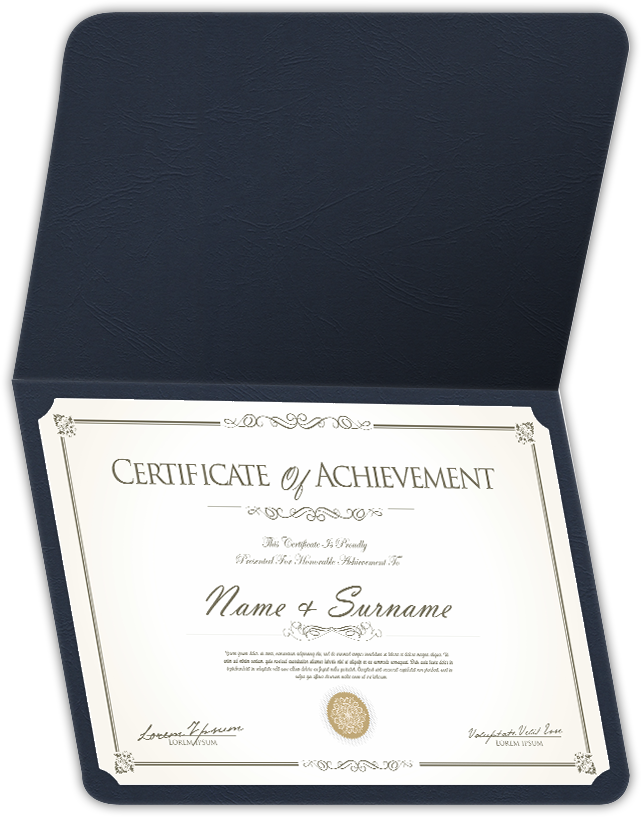 Deep Blue Cordwain 90lb 9 1/2 x 12 Landscape or Portrait Certificate Holders with Rounded Corner Slits