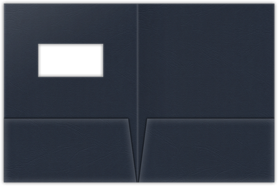 Deep Blue Cordwain 90lb 9 x 12 Two Pocket Folders with 4 Inch Pockets and 2 x 4 Window