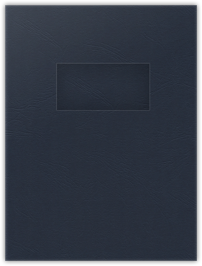 Deep Blue Cordwain 90lb 9 x 12 Two Pocket Folders with 4 Inch Pockets and 2 x 4 Window