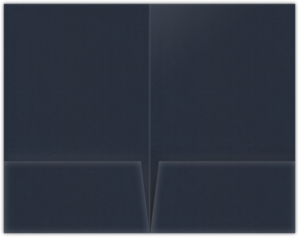 Deep Blue Cordwain 90lb 6 x 9 Two Pocket Half Size Folders with 3 Inch Pockets