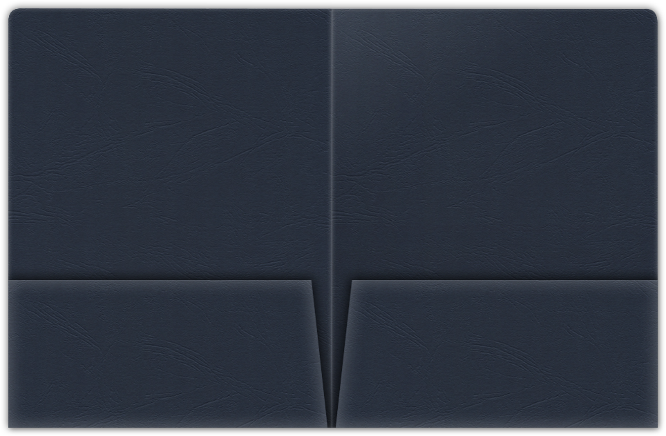 Deep Blue Cordwain 90lb 9 x 12 Two Pocket Round Corner Folders with 4 1/4 Inch Pocket