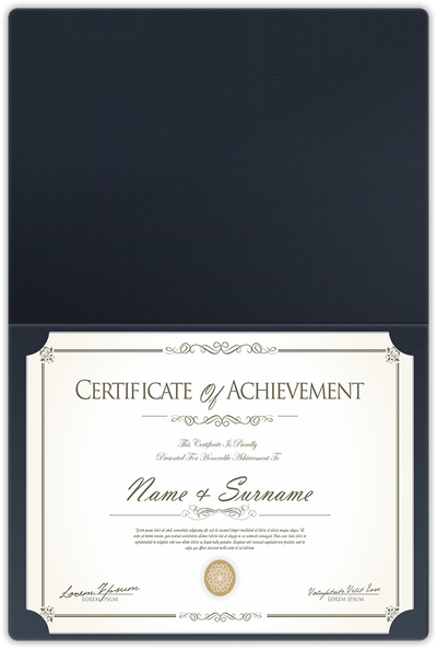 Deep Blue Hopsack 90lb 9 1/2 x 12 Landscape or Portrait Certificate Holders with Rounded Corner Slits