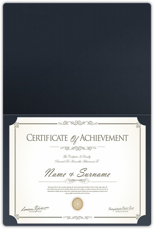 Deep Blue Hopsack 90lb 9 1/2 x 12 Landscape or Portrait Certificate Holders with Rounded Corner Slits