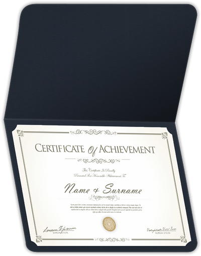 Deep Blue Hopsack 90lb 9 1/2 x 12 Landscape or Portrait Certificate Holders with Rounded Corner Slits