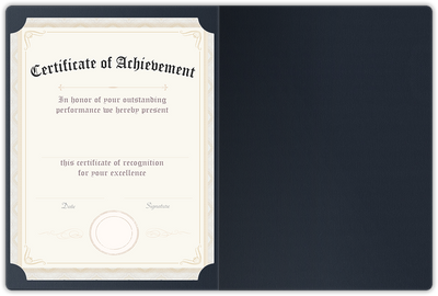 Deep Blue Hopsack 90lb 9 1/2 x 12 Landscape or Portrait Certificate Holders with Rounded Corner Slits