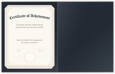 Deep Blue Hopsack 90lb 9 1/2 x 12 Landscape or Portrait Certificate Holders with Square Corner Slits (Holds 8 1/2 x 11 Certificate)
