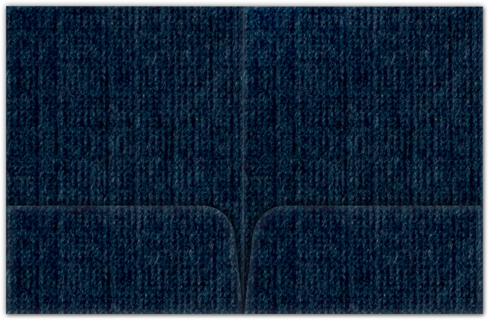 Navy Linen 100lb 9 x 12 Two Pocket Folders with 4 Inch Round Corner Pockets