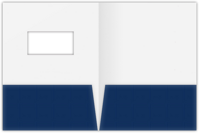 Navy Semi-Gloss 14pt C1S 9 x 12 Two Pocket Folders with 4 Inch Pockets and 2 x 4 Window