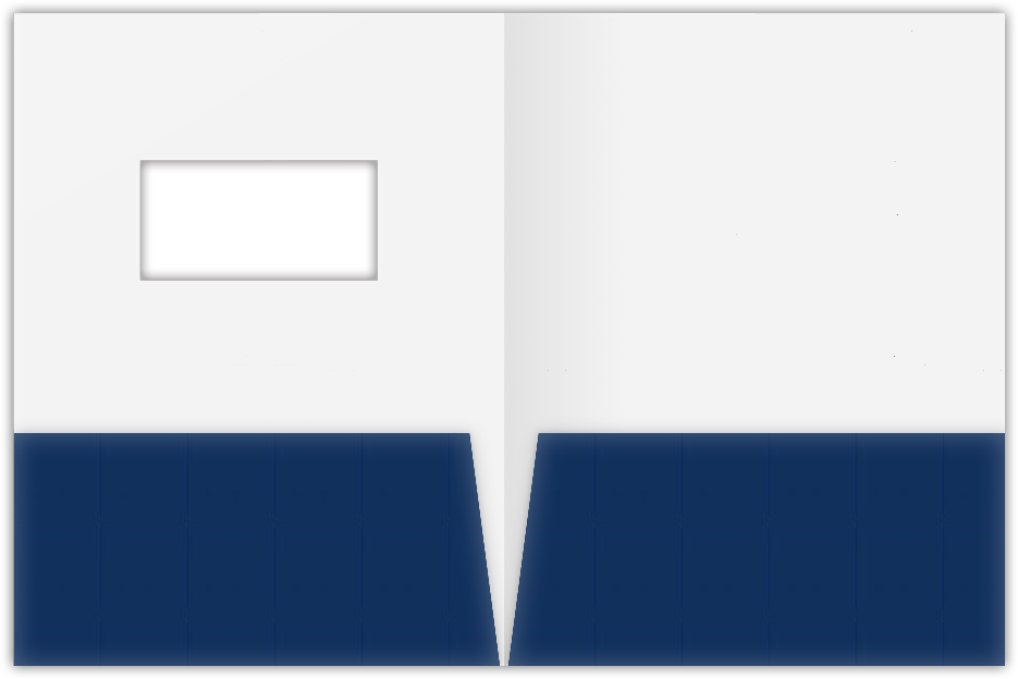 Navy Semi-Gloss 14pt C1S 9 x 12 Two Pocket Folders with 4 Inch Pockets and 2 x 4 Window