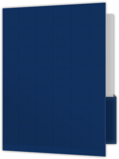 Navy Semi-Gloss 14pt C1S 9 x 12 Two Pocket Folders with 4 1/4 Inch Deep Box Pockets and 1/4 Inch Expansion with Double Score Spine