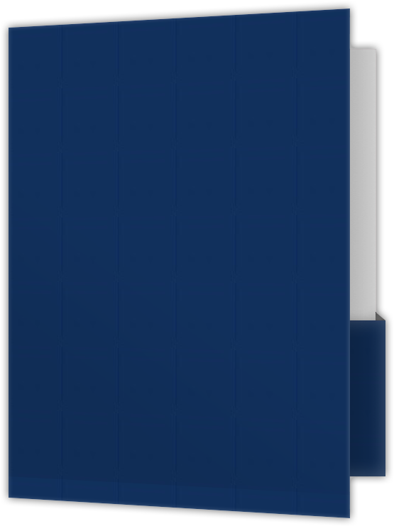 Navy Semi-Gloss 14pt C1S 9 x 12 Two Pocket Folders with 4 1/4 Inch Deep Box Pockets and 1/4 Inch Expansion with Double Score Spine