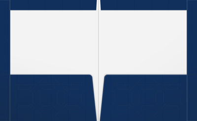 Navy Semi-Gloss 14pt C1S 9 1/2 x 11 3/4 Two Pocket Folders with 4 1/2 Inch Pockets and 1 Inch Reinforced Top and Edges