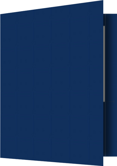 Navy Semi-Gloss 14pt C1S 9 1/2 x 11 3/4 Two Pocket Folders with 4 1/2 Inch Pockets and 1 Inch Reinforced Top and Edges