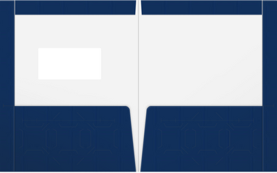Navy Semi-Gloss 14pt C1S 9 1/2 x 11 3/4 Two Pocket Folders with 4 1/2 Inch Pockets and 1 Inch Reinforced Top and Edges