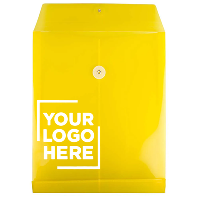Yellow Letter Open End Plastic Envelopes (9 3/4 x 13) with Button & String