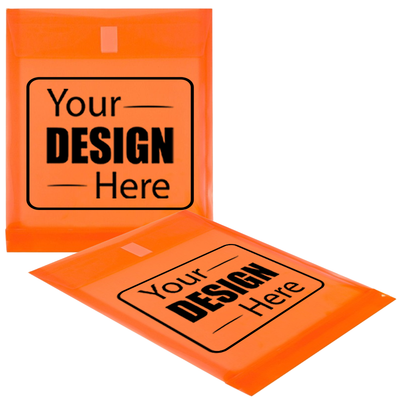 Orange Letter Open End with 1" Expansion Plastic Envelopes (9 3/4 x 11 3/4) with Hook and Loop Closure