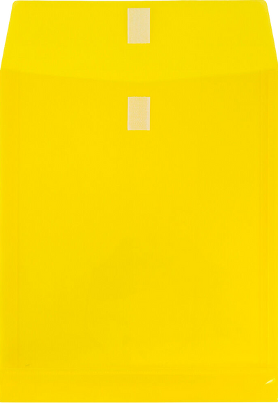 Yellow Letter Open End with 1" Expansion Plastic Envelopes (9 3/4 x 11 3/4) with Hook and Loop Closure
