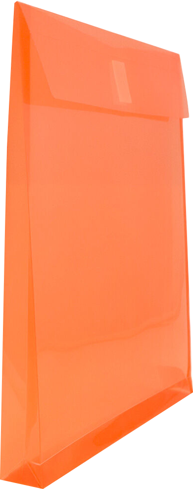 Orange Letter Open End with 1" Expansion Plastic Envelopes (9 3/4 x 11 3/4) with Hook and Loop Closure