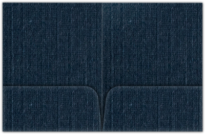 Navy Linen 80lb 9 x 12 Two Pocket Folders with 4 Inch Round Corner Pockets