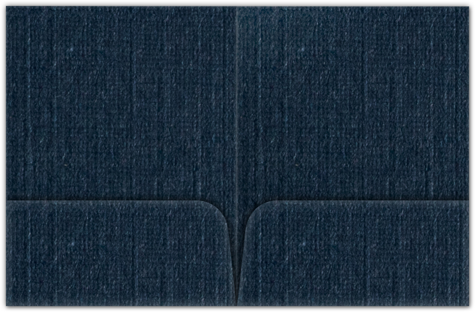 Navy Linen 80lb 9 x 12 Two Pocket Folders with 4 Inch Round Corner Pockets