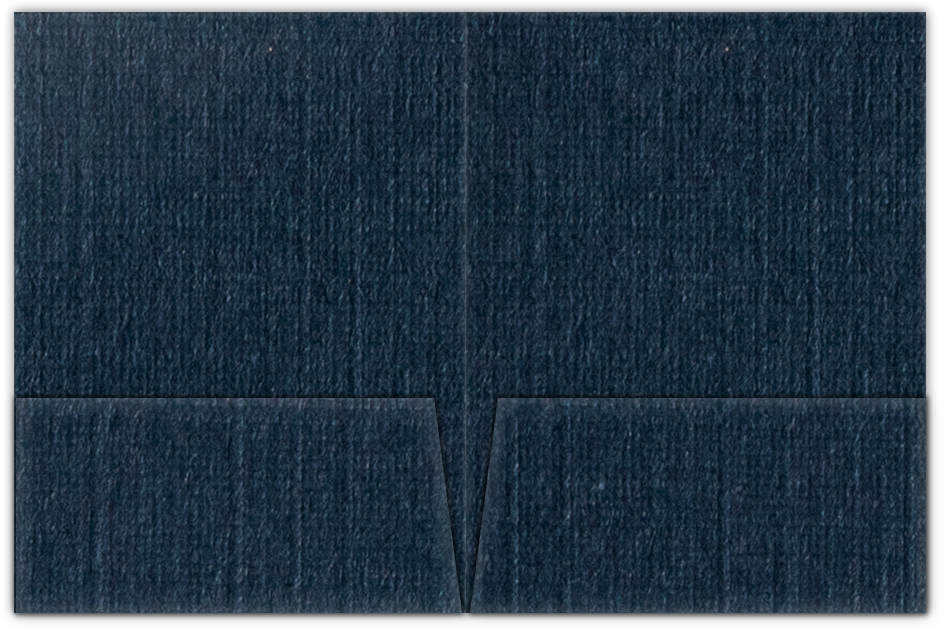 Navy Linen 80lb 9 x 12 Two Pocket Folders with 4 Inch Pockets