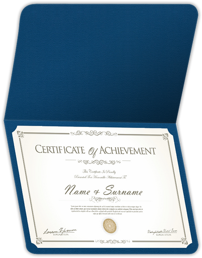 Royal Blue Felt 80lb 9 1/2 x 12 Landscape or Portrait Certificate Holders with Rounded Corner Slits