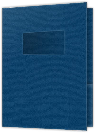 Royal Blue Felt 80lb 9 x 12 Two Pocket Folders with 4 Inch Pockets and 2 x 4 Window