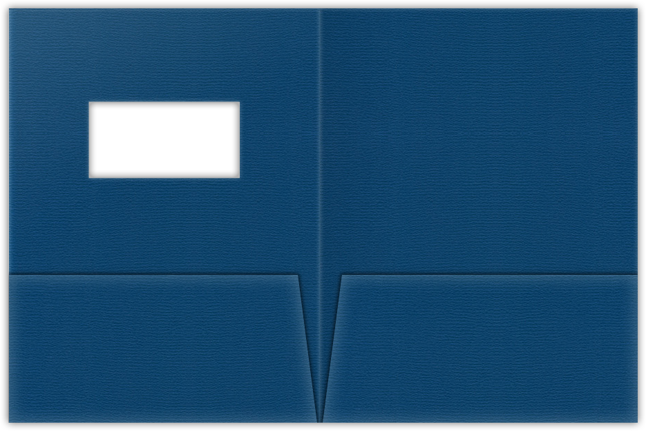 Royal Blue Felt 80lb 9 x 12 Two Pocket Folders with 4 Inch Pockets and 2 x 4 Window