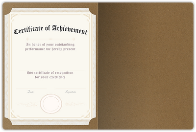 Brown Paper Bag Smooth 90lb 9 1/2 x 12 Landscape or Portrait Certificate Holders with Rounded Corner Slits