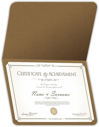 Brown Paper Bag Smooth 90lb 9 1/2 x 12 Landscape or Portrait Certificate Holders with Rounded Corner Slits