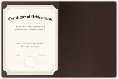 Hot Fudge Vellum 100lb 9 1/2 x 12 Landscape or Portrait Certificate Holders with Rounded Corner Slits