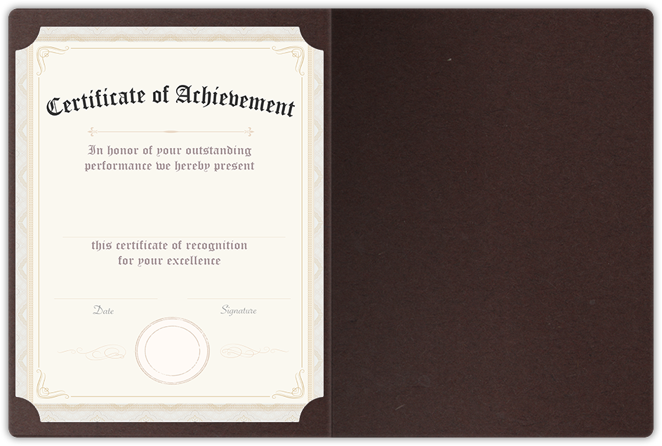 Hot Fudge Vellum 100lb 9 1/2 x 12 Landscape or Portrait Certificate Holders with Rounded Corner Slits