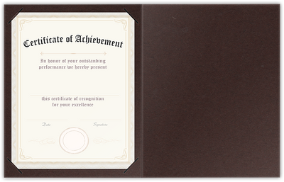 Hot Fudge Vellum 100lb 9 1/2 x 12 Landscape or Portrait Certificate Holders with Square Corner Slits (Holds 8 1/2 x 11 Certificate)