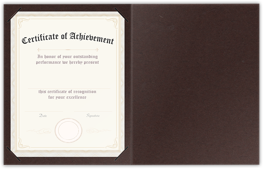 Hot Fudge Vellum 100lb 9 1/2 x 12 Landscape or Portrait Certificate Holders with Square Corner Slits (Holds 8 1/2 x 11 Certificate)