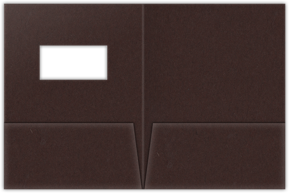 Hot Fudge Vellum 100lb 9 x 12 Two Pocket Folders with 4 Inch Pockets and 2 x 4 Window