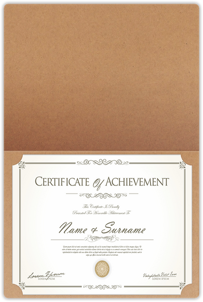 Jute Vellum 80lb 9 1/2 x 12 Landscape or Portrait Certificate Holders with Rounded Corner Slits